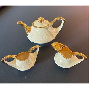 Vintage Pearl Teapot Sugar & Creamer